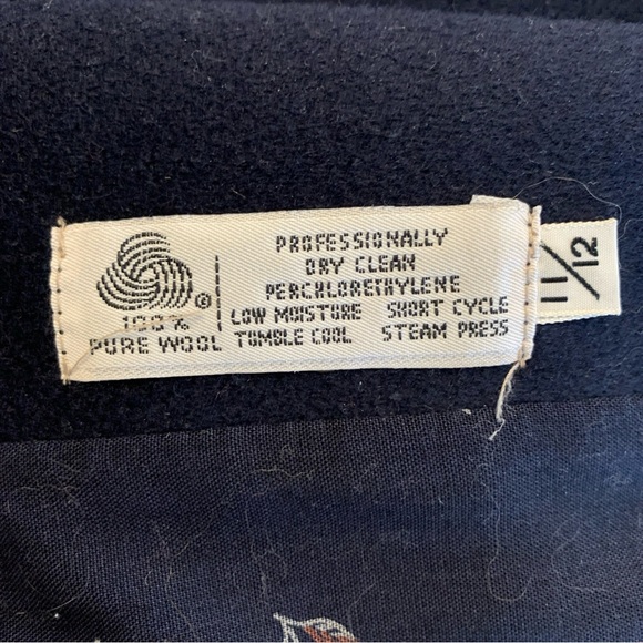 Vtg Forecaster of Boston Double Breasted Navy Wool Coat W12 Lined Matching Scarf - Picture 11 of 12